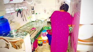 Desi Bhabhi and Devar Hot Romance in Kitchen Desi Cooking & Fun