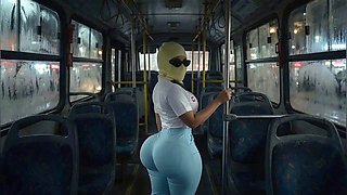 Xprohibidox1s Petite Big Ass Twerks in Light Blue Leggings on Bus
