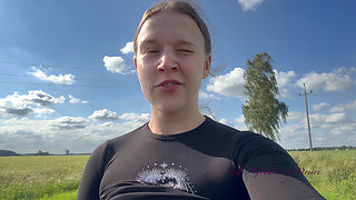 Girl Rollerblading Shows Tits to Passers-by