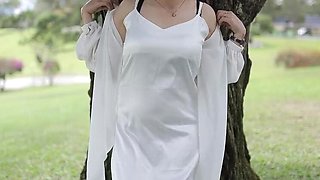 Desi Big Ass Masturbation in the Garden with Silk Satin