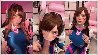 Girl Cosplay D.va From Overwatch And Sucks Dick Till Facial