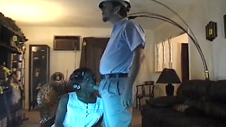 Ebony Slut Pleasing Big White Cock
