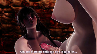 3D ANIMATION - girl with huge penis being shoaled by her two mistresses BDSM role +18 hentai 3D