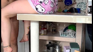 My Real Stepmom in the Mature Kitchen Masturbates I Penetrate Her Delicious