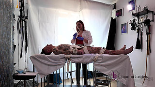 Mistress Inanna Performs Sadistic Urethral Sounding Surgery on Segufix Bound Patient. Roleplay, Medical Fetish Part 2