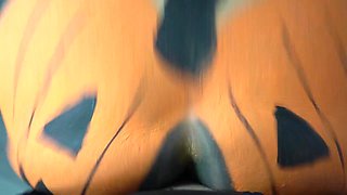 The college girl gets a Halloween visit - for her lovely butt.