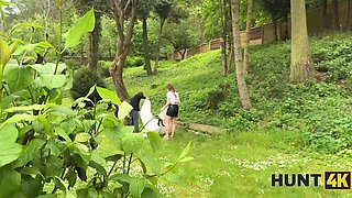 Buxom Czech Maya fucked by older cock outdoors next to cuckold - POV