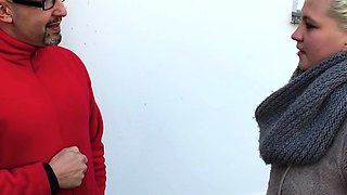 Chubby German blonde teen gets a sex job