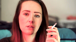 Petite Brunette Close up Smoking Tease