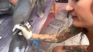 Tattooeed and Piercings Titty Tattoo Session Turns Into Wild Anal Ride