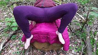 Vagina and Tit Spanking Outdoors