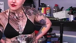 Cuckold Chastised Customer in Lesbian Garage