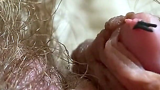 Big clit giantess with model train people extreme close up