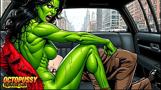 Horny Bitch Gets Her Dose of Sexual Pleasure in a Taxi. Cartoon Comic