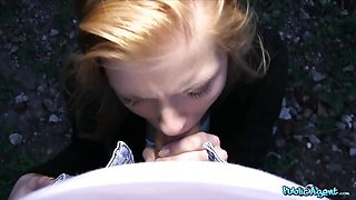 Outdoor sex for money with a long-legged blonde beauty More