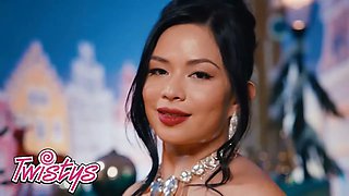 Twistys - Scarlett Alexis teases in nubs and underwear, then shoots a load with a toy by the christmas tree