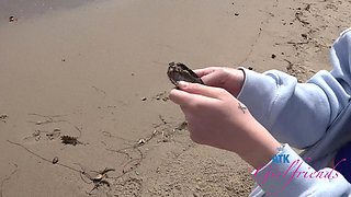 Beach Day Fun with Selena: Barefoot Sand & Shells, Then Roadside Sloppy Blowjob!