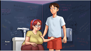 Summertime saga - gameplay - roleplay - taboo - judith big saggy boobs pressing and handjob