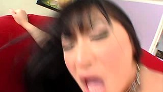 Big titted MILF kicks Asians ass in wrestling then fucks