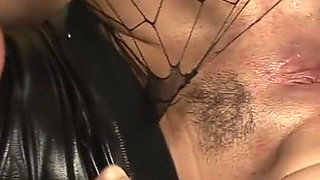 Horny Brunette in Fishnets Gets Hard Fingered and Fucked