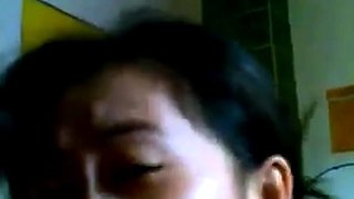 Asian College Girl Gives a Blowjob and Swallows