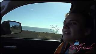 Public Car Sex On A Trip To The Beach Sucking Cock And Riding It Hard Pov