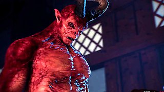 Stacked 3D nymphos cumming hard all over monster cocks