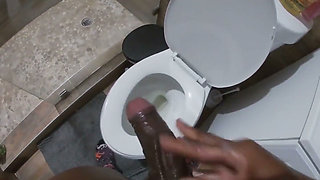 Stroking My BBC Peeing in the Toilet POV