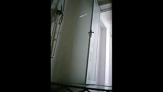 Chinese college student taking a shower in the dorm bathroom (Part 4 of 4).