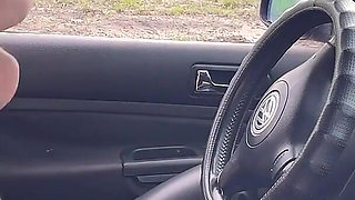 Car Stuck in Mud: Desperate Masturbation, Sloppy Blowjob & Public Facial Cumshot