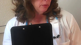 Full Scene! a Sexy Mature MILF Doctor Examines a Young Man and His Curved Cock