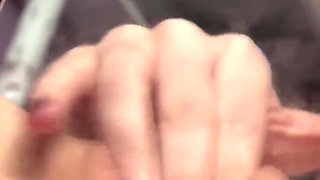 Petite Goth Teen Close up Pussy Play in Mirror with Creamy Finish