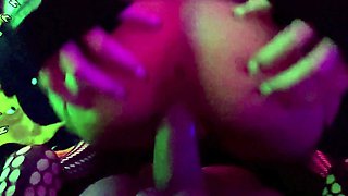 EMO GIRL RIDES BIG DILDO IN FISHNETS   NYMPH_CANDY