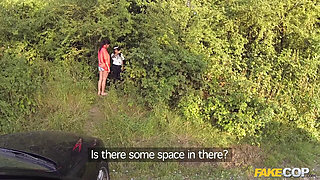 Fake Cop - Outdoor Threesome with Two Big Pairs of Tits
