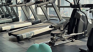 Yoga in a Gym with Boobs Flashing