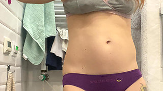 Strong Girl Showing Her Muscles and Flashing Ass, Tits and Pussy