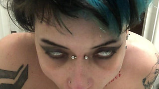Goth Solo Blue Hair Solo Sloppy BJ