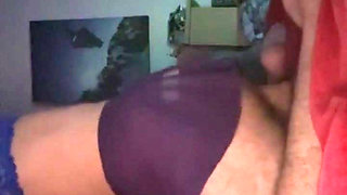 Crossdresser riding dildo wearing skirt