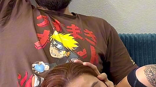 Redhead Roommate Sucks Quietly on Her Lap and Gets Thick Cum on Her Face