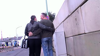 German housewife approached on the street and persuaded