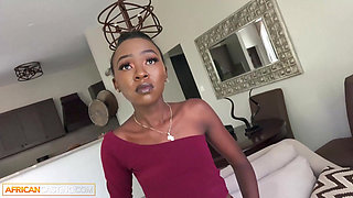This HOMESCHOOLED EBONY TEEN said her parents were strict... ended up stretched wide on my couch