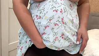 Egyptian Teen in Sexy Pantyhose Masturbates Tight Wet Hairy Pussy.