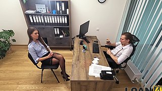 Shaven babe Olivia indulges Stanley's lust in their secret office tryst