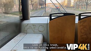 Vip4k. 2 pretty lesbos don't mind to having a threesome with a stranger from the teach